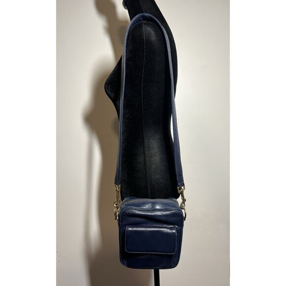 VTG I Magnin EUC Navy Blue SOFT Leather Rectangular Crossbody Purse Bag MINT - Picture 9 of 9